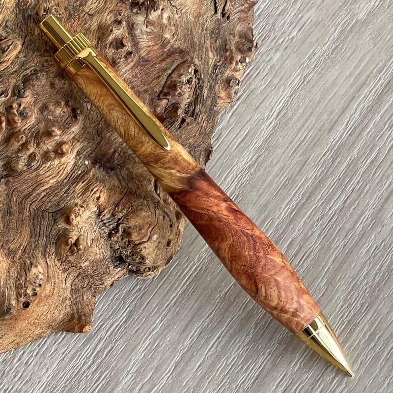 花梨瘤紅白【太軸タイプ】 / UMA 木軸シャープペンシル/ゴールド金具