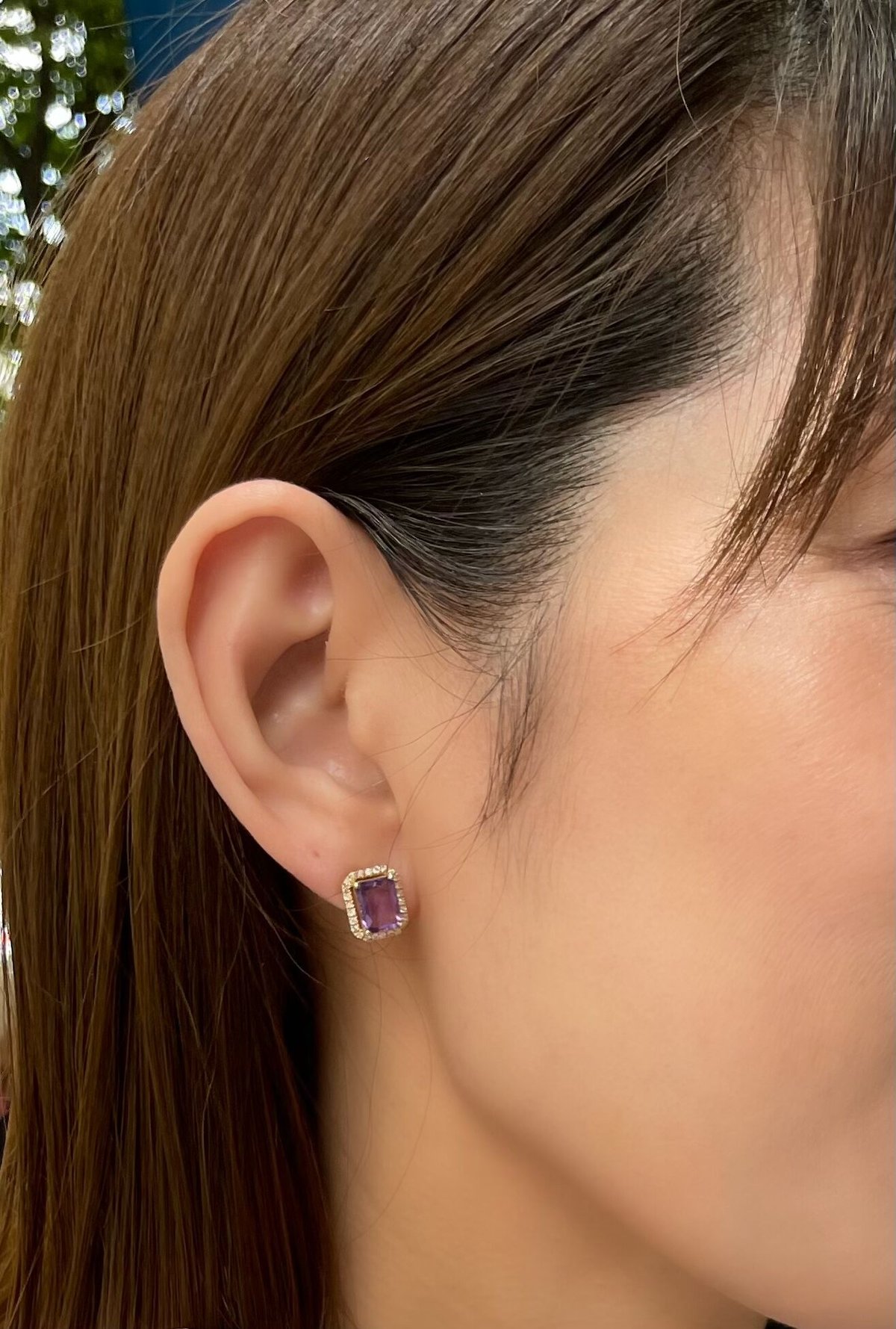アメジスト　ピアス　ダイヤモンド付き アメジスト ピアス 18金 レディース イエローゴールド 18K K18