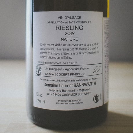 ローラン・バーンワルト "リースリング" 2019 | Laurent Bannwarth "Riesling" 2019