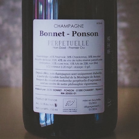 ボネ＝ポンソン "キュヴェ・パーペチュアル ノンドゼ プルミエクリュ" | Bonnet-Ponson "Cuvée Perpétuelle Non Dosé Premier Cru"