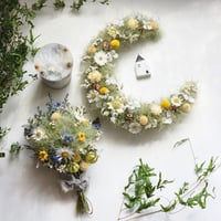 もふもふ三日月リースとスワッグブーケのセット