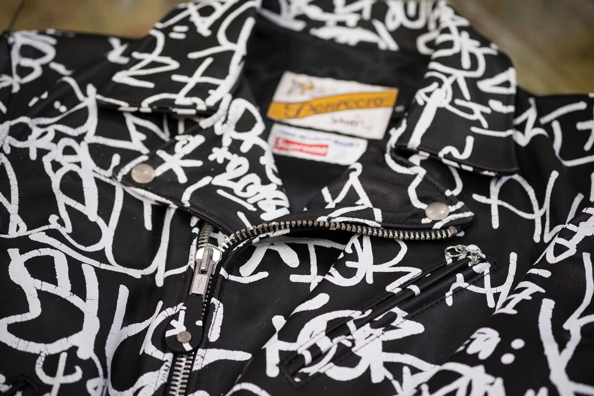 Supreme◇18AW/ペインテッドパーフェクトレザージャケット/ダブル