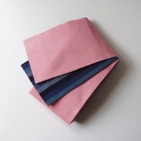 会津木綿半幅帯 若草色無地×緑と青に赤黒の矢鱈縞 | 古今堂 ふだん着物屋