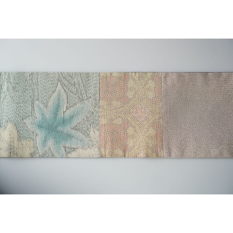 半幅帯　正絹紬　パッチワーク　ハンドメイド　リバーシブル 半幅帯 正絹紬 パッチワーク ハンドメイド リバーシブル