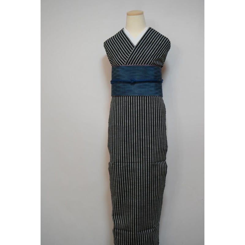 会津木綿 長尺【黒と灰色の棒縞】 36尺 (13.5m) 反物 | 古今堂 ふだん