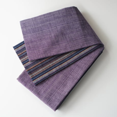 会津木綿半幅帯  本紫色×唐桟縞