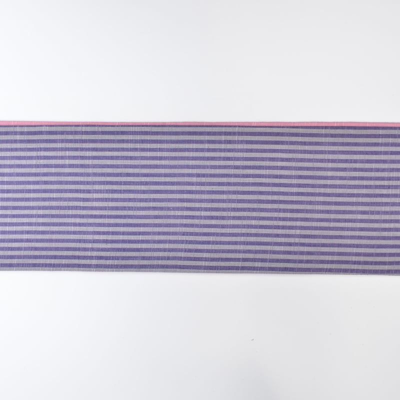 会津木綿半幅帯 桃色無地 × 紫色地に棒縞 | 古今堂 ふだん着物屋