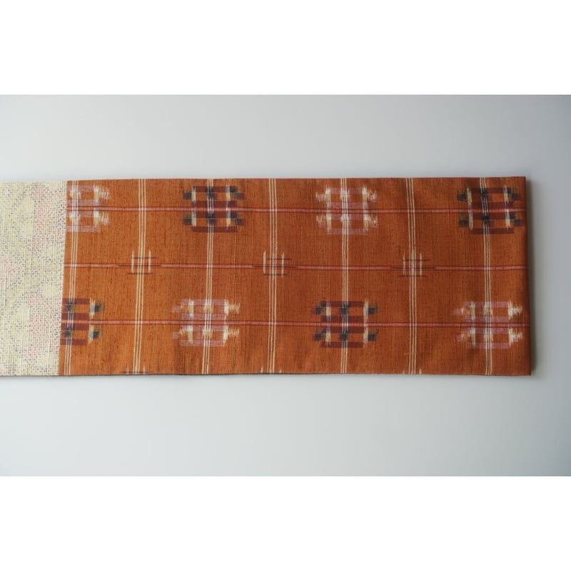 紬半幅帯 パッチワーク × 藍鼠色の真綿紬無地 | 古今堂 ふだん着物屋