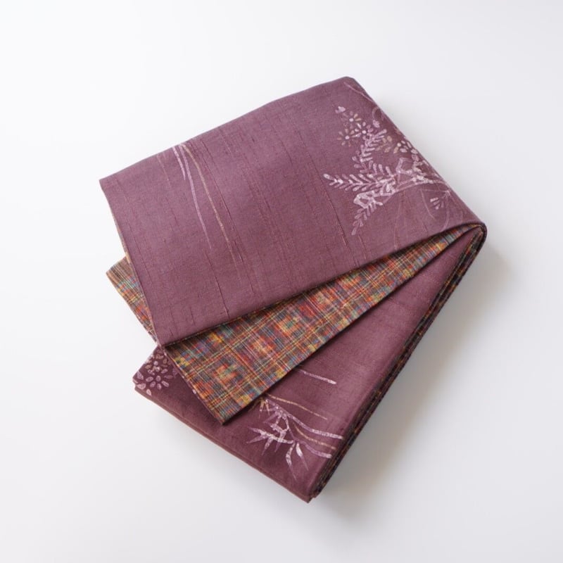 半幅帯 紬 つむぎ 蝶々 可愛い 臙脂色 ワインレッド NO-1129 fit=scale-down,w=1200