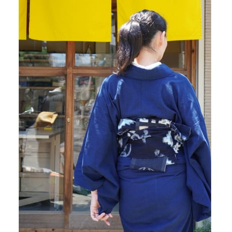 本藍染【勝色×特岡】反物  天然灰汁発酵建て