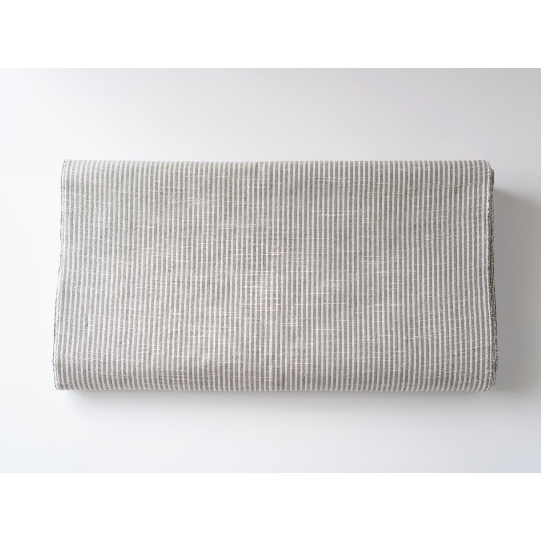 会津木綿 長尺 【白鼠色×生成色 棒縞】 36尺 (13.5m) 反物 | 古今堂 ふ