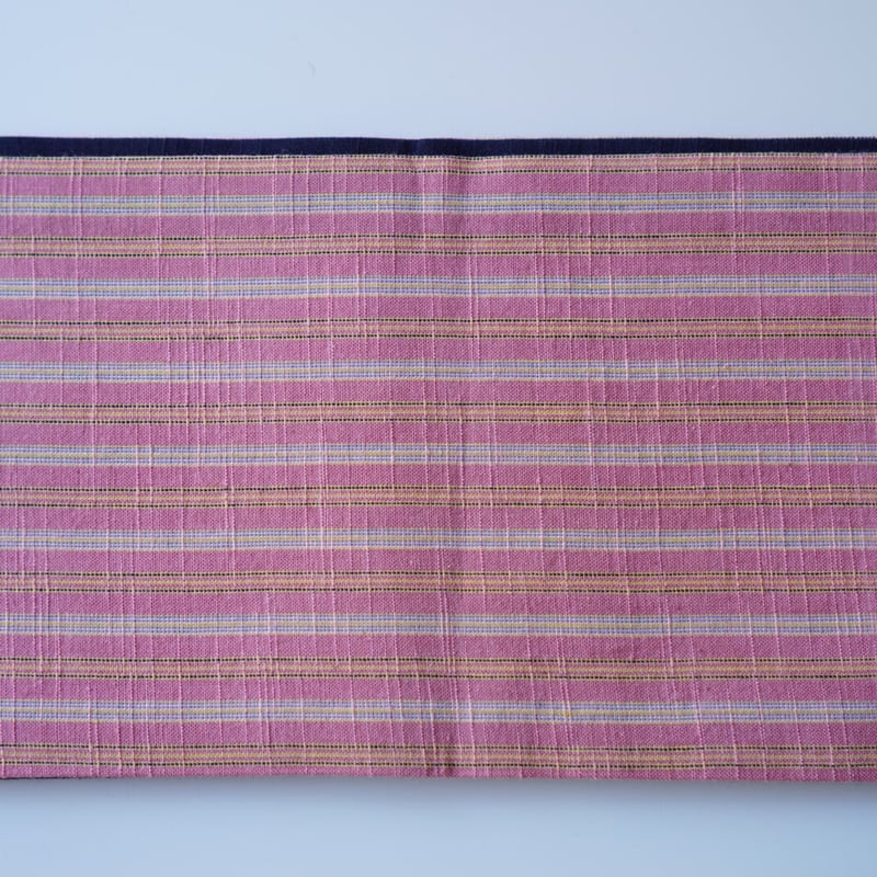 会津木綿半幅帯 紺色無地 × 桃色地に両子持縞 | 古今堂 ふだん着物屋