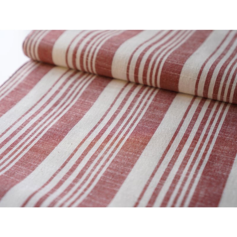 会津木綿 反物 木綿着物 縞木綿 会津木綿 長尺【薄紅色 滝縞】 36尺 (13.5m) 反物 | 古今堂
