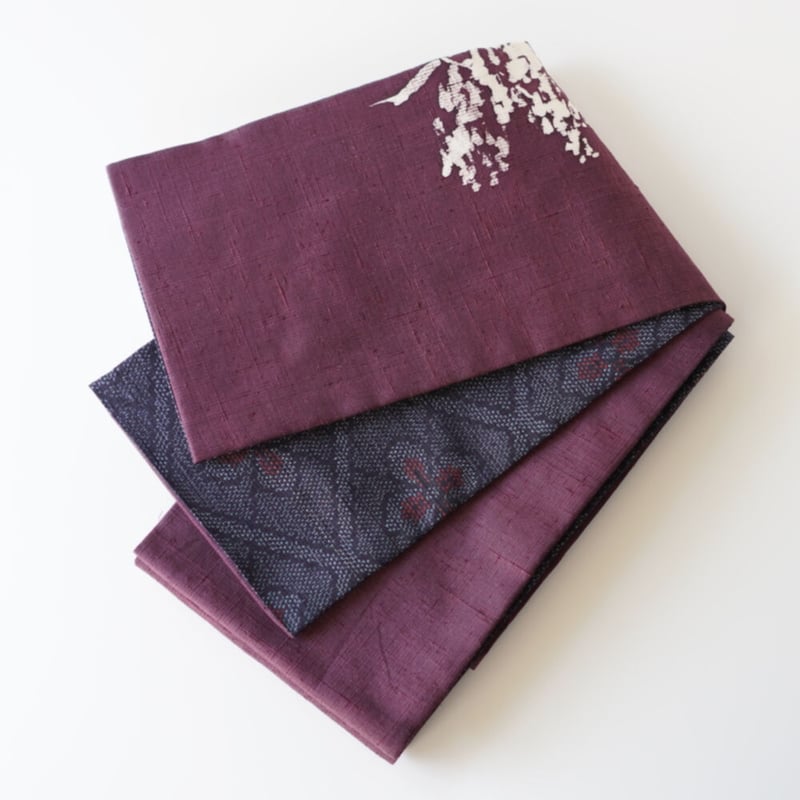 麗しのふだんキモノ＊】縞のつむぎ 紬 藍色×ピンク 正絹 麗しのふだん