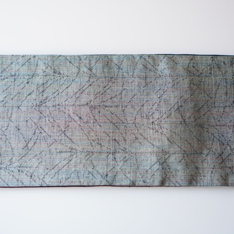 紬半幅帯 パッチワーク×濃紺地に飛び柄十字絣 | 古今堂 ふだん着物屋