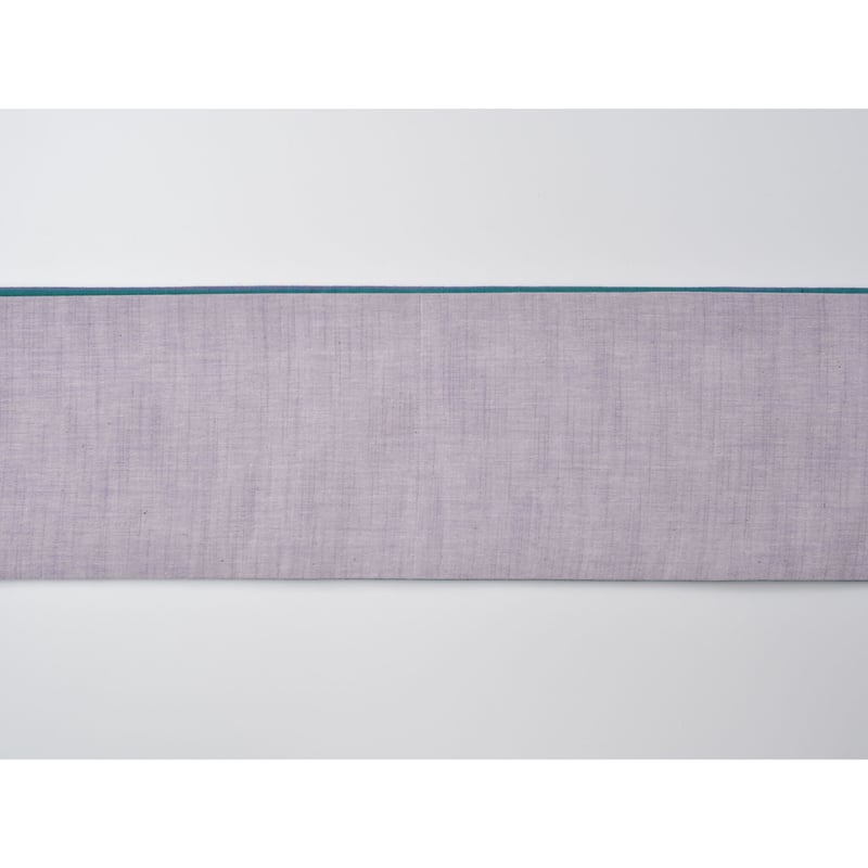 会津木綿半幅帯 青と紫の矢鱈縞 × 淡藤色無地 | 古今堂 ふだん着物屋