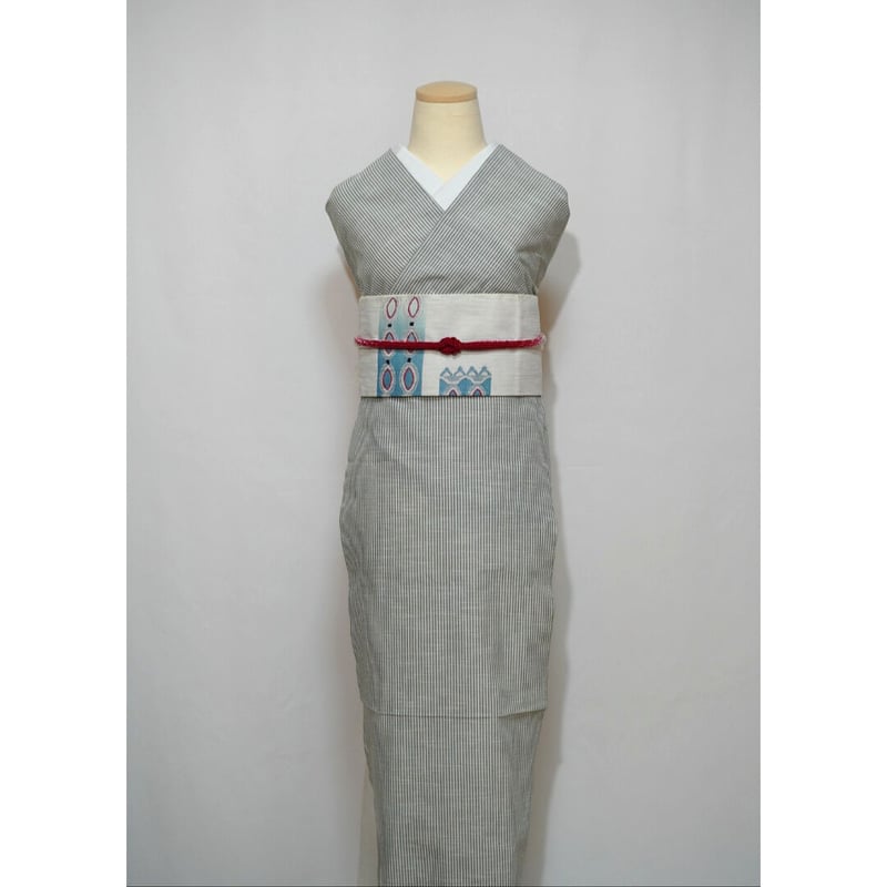 会津木綿 長尺 【白鼠色×生成色 棒縞】 36尺 (13.5m) 反物 | 古今堂 ふ