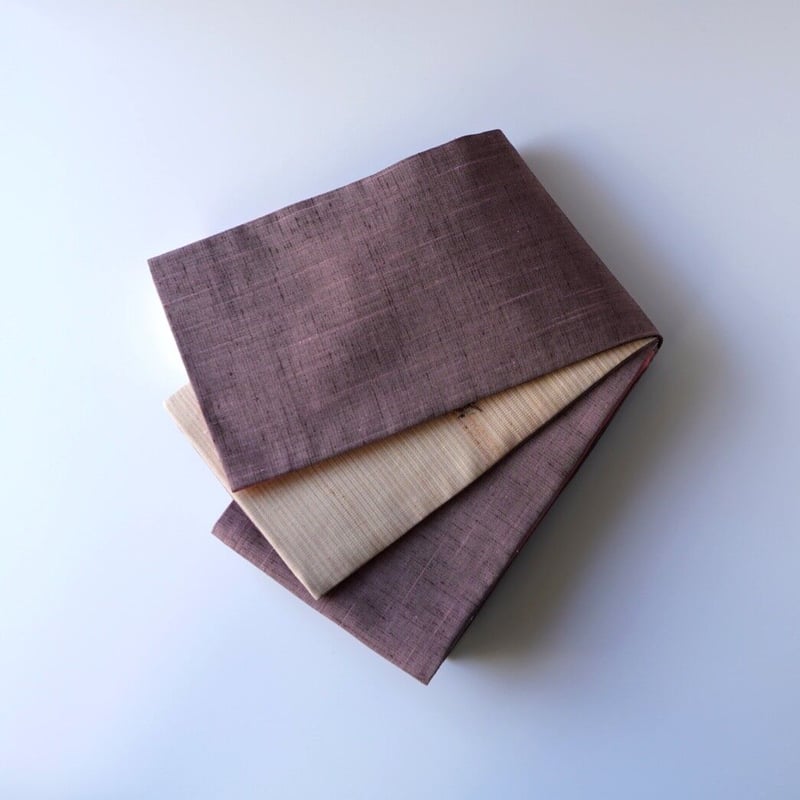 紬半幅帯 パッチワーク×二人静の真綿紬無地 | 古今堂 ふだん着物屋