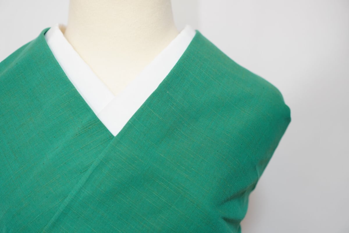 会津木綿 【鮮緑色 無地】 長尺 36尺 (13.5m) 反物 | 古今堂