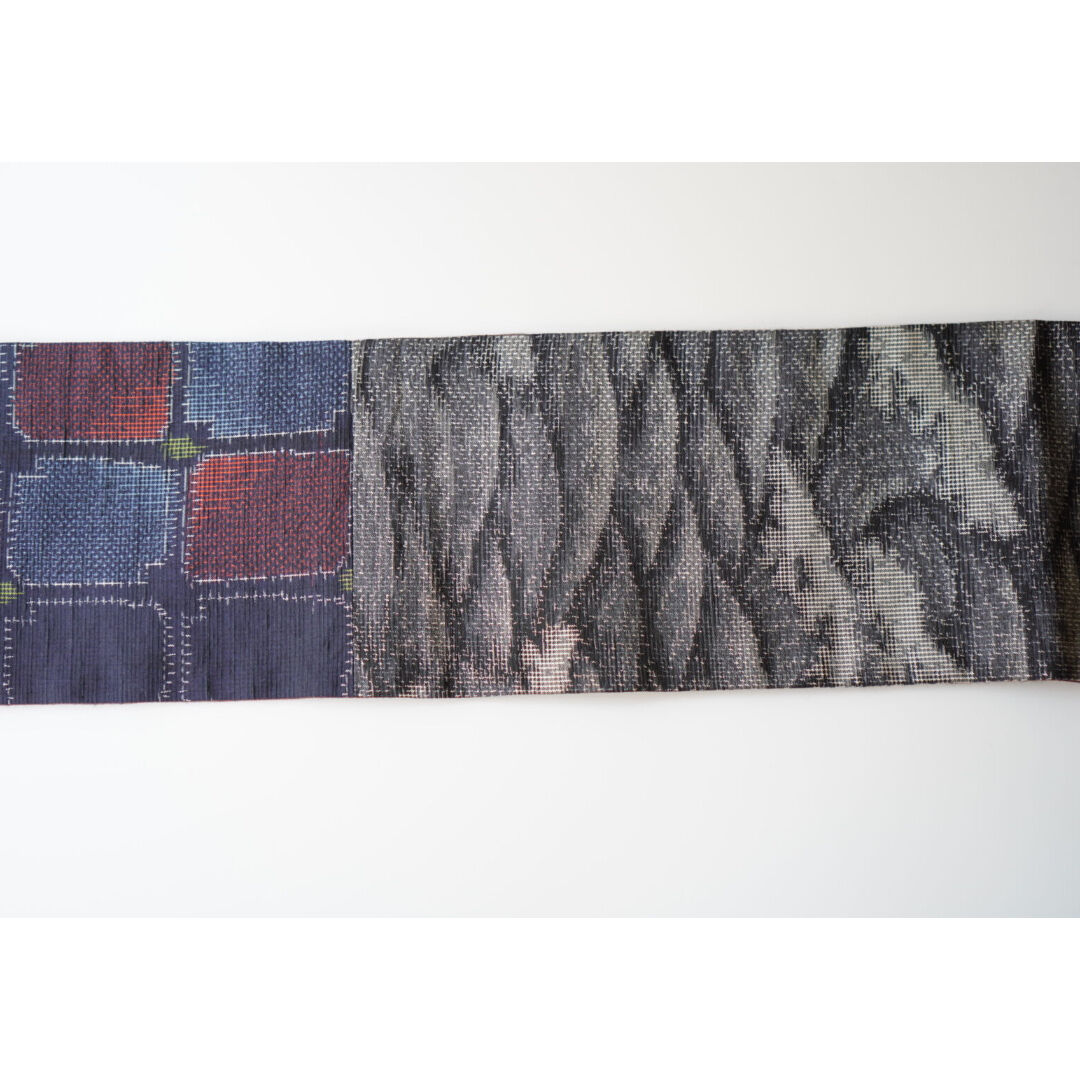 紬半幅帯 パッチワーク×煉瓦色無地 | 古今堂 ふだん着物屋