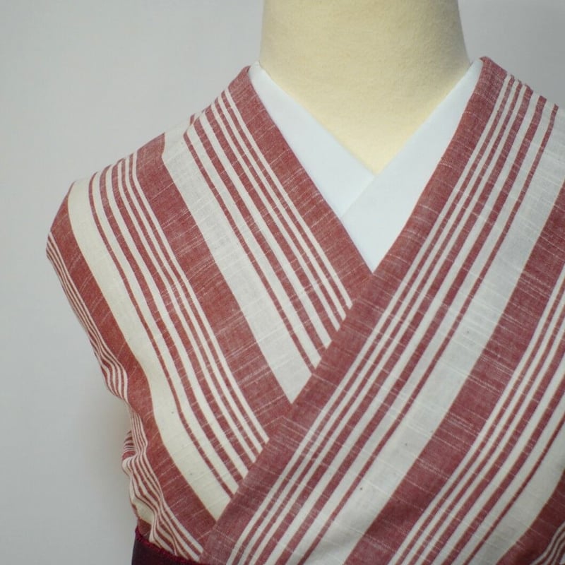 会津木綿 長尺【薄紅色 滝縞】 36尺 (13.5m) 反物 | 古今堂 ふだん着物屋