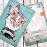ポストカード 　金魚と猫