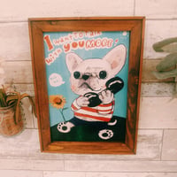 A4ポスター　Telephone-White-french-bulldog(フレンチブルドッグ)