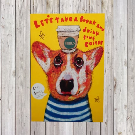 ポストカード　  take-a-break -Corgi（コーギー）