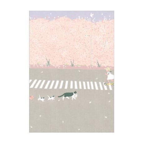 Mimo Hirai 春のポストカード＜ネコとサクラ＞