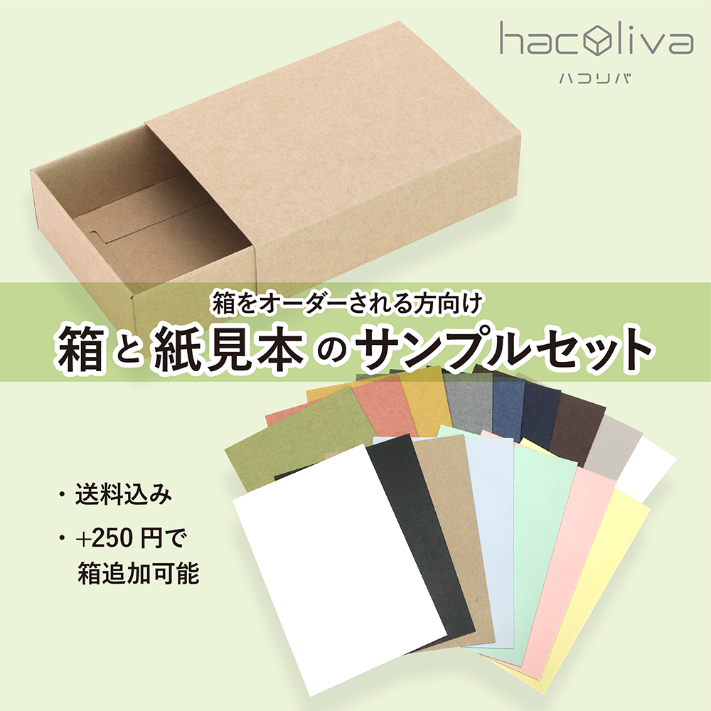 箱と紙見本のサンプルセット hacoliva
