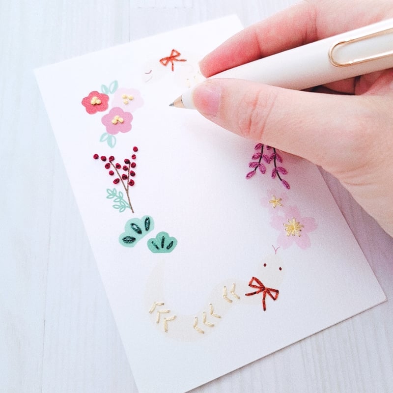 紙刺繍キット】『巳年』 | AMYu cerise