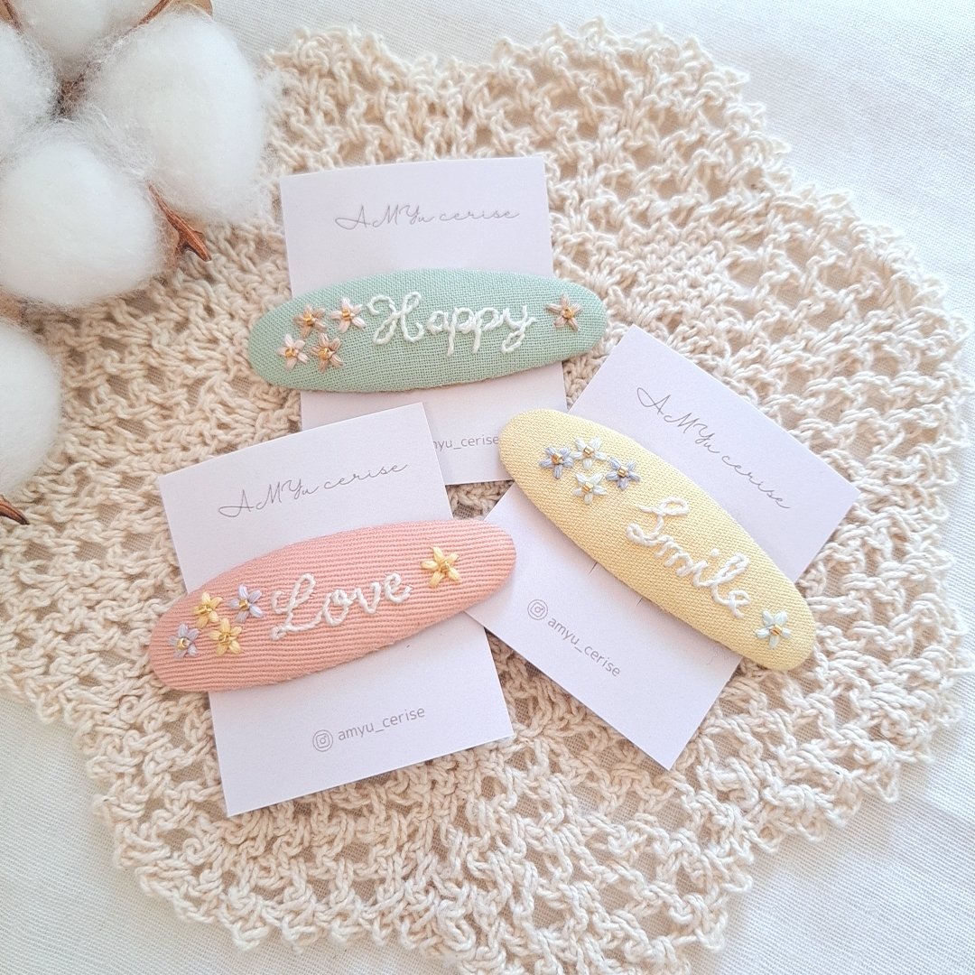 オーダー可能生地⑥ 刺繍パッチンピン カモミール インド刺繍 エン