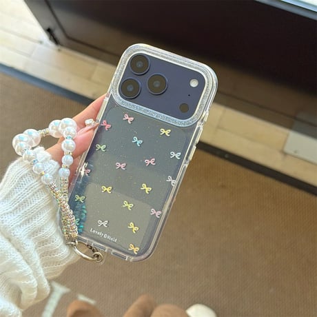 【お取り寄せ商品】iPhoneケース スマホケース iPhone17 iPhone16 iPhone15 リボン ハンドストラップ付き かわいい 韓国 M7109