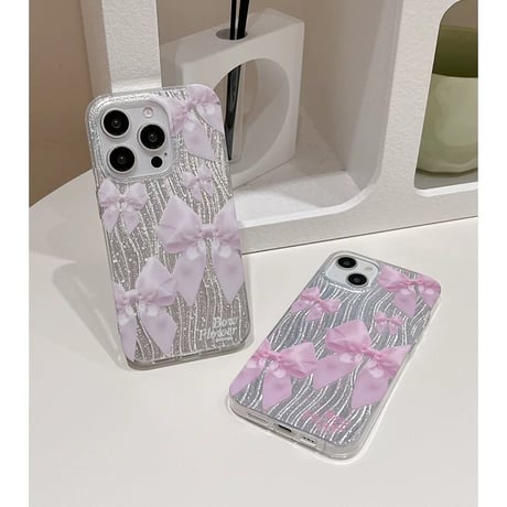 【お取り寄せ商品】iPhoneケース スマホケース iPhone15 iPhone14 ガーリー キラキラ リボン L8942