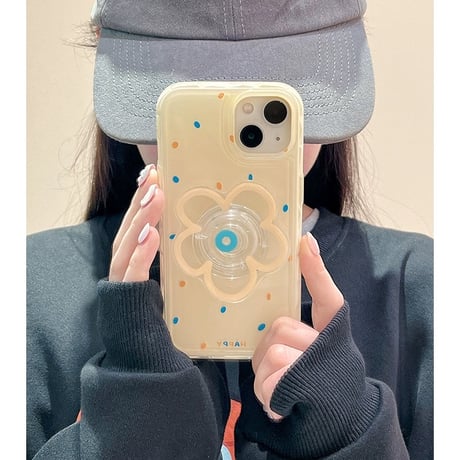 【お取り寄せ商品】iPhoneケース スマホケース iPhone15 iPhone14 シンプル アート フラワーハンドグリップ L8204