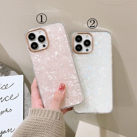 【お取り寄せ商品】iPhoneケース iPhone13 iPhone14 iPhone15 ケース シェルパターン きれいめ 大人かわいい ホワイト ピンク アイフォンケース L6795
