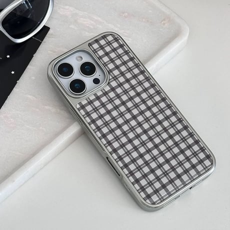 【お取り寄せ商品】iPhoneケース スマホケース iPhone16 iPhone15 iPhone14 可愛い シンプル ブラック チェック柄 L9549