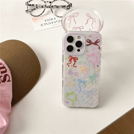 【お取り寄せ商品】iPhoneケース スマホケース iPhone16 iPhone15 流行り 韓国 マグセーフ 可愛い カラフル リボン MagSafe L9582