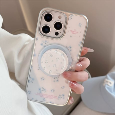 【お取り寄せ商品】iPhoneケース スマホケース iPhone16 iPhone15 iPhone14 可愛い シンプル ホワイト 花柄 MagSafe L9542