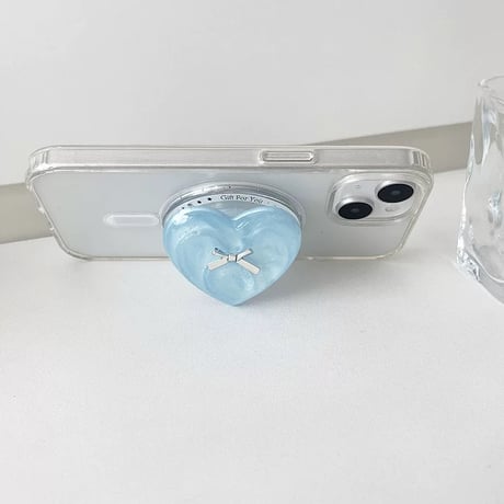 【お取り寄せ商品】iPhone グリップ magsafe対応 大人女子 ニュアンス 落下防止 リボンM7014