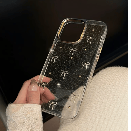 【お取り寄せ商品】iPhoneケース スマホケース iPhone16 iPhone15 iPhone14 可愛い シンプル クリア ゴールド リボン L9531