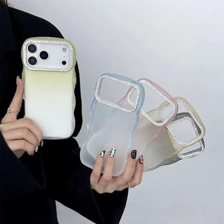 【お取り寄せ商品】iPhoneケース スマホケース iPhone16 iPhone15 iPhone14 シンプル ハーフクリア ストーン ウェーブ 可愛い 大人 M7094