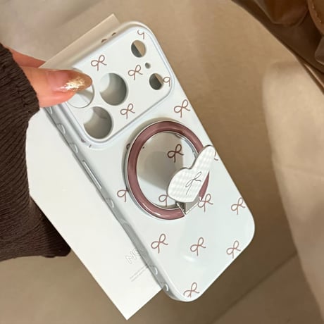 【お取り寄せ商品】iPhoneケース スマホケース iPhone17 iPhone16 iPhone15 韓国 magsafe リボン 淡色 可愛い M7178