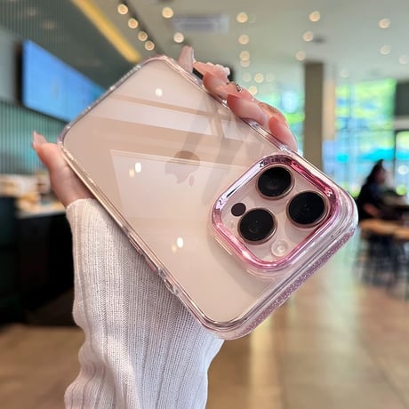 【お取り寄せ商品】iPhoneケース スマホケース iPhone16 iPhone15 iPhone14 クリアケース メタルフレーム サイド ラメ L9844