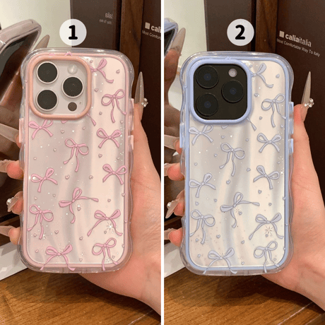 【お取り寄せ商品】iPhoneケース スマホケース iPhone16 iPhone15 iPhone14 おしゃれ リボン ウェーブ 韓国 可愛い  L9247