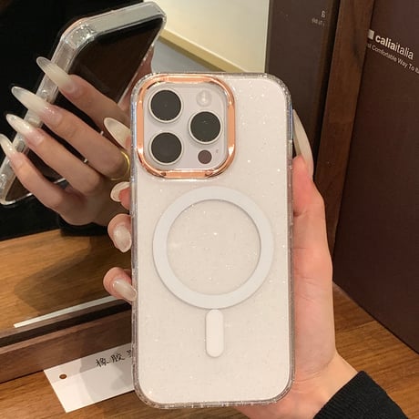【お取り寄せ商品】iPhoneケース スマホケース iPhone16 iPhone15 iPhone14 シンプル 可愛い クリア ラメ MagSafe L9343