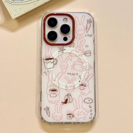 【お取り寄せ商品】iPhoneケース スマホケース iPhone17 iPhone16 iPhone15 うさぎ 韓国 可愛い magsafe グリップ付き L9802