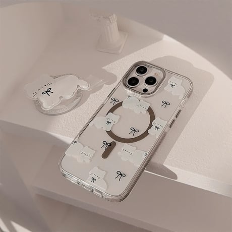 【お取り寄せ商品】iPhoneケース スマホケース iPhone15 iPhone14 白猫 MagSafe L8238