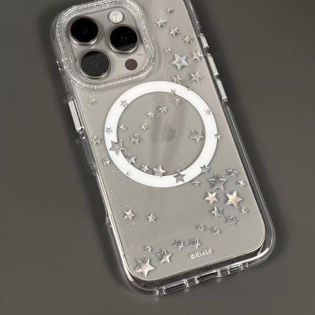 【お取り寄せ商品】iPhoneケース スマホケース iPhone17 iPhone16 iPhone15 韓国 magsafe 星 シルバー グリップ付き 可愛い M7176