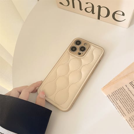 【お取り寄せ商品】iPhone case ケース iPhone14 iPhone13 シンプル キルティング 大人可愛い   L6171